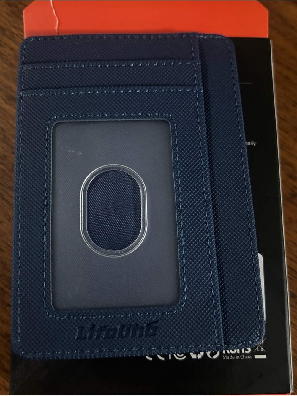 Slim Navy Card Wallet with ID Window